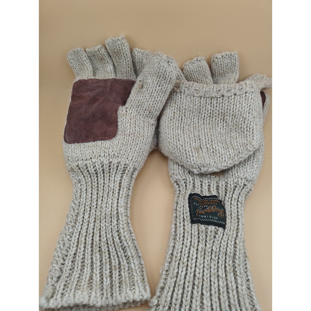Ragg Wool Pop Top Glove Mitten Thinsulate Thermal Insulation Vintage Unisex